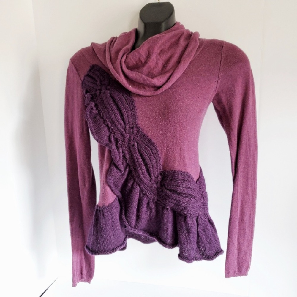 🛑SOLD🛑 Anthropologie Moth Purple Cowl Sweater - Picture 2 of 9